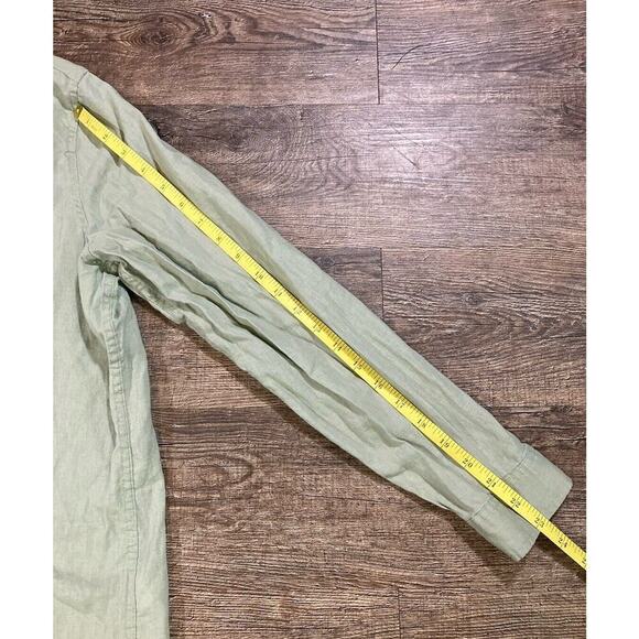 Gap Women’s Boyfriend Fit Linen Blend Button Up Shirt Pocket Sage Green Size L - Picture 4 of 7